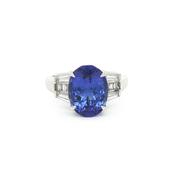4.88ct Oval Tanzanite &amp; 0.51ct Natural Diamond Dress Ring in Platinum
