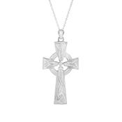 5.9 Grams Gents Celtic Cross Trinity Knot Design Pendant in 14ct White Gold