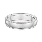 5mm Gents Beaded Edge Wedding Band In 9ct White Gold - W image