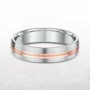 5mm Rose &amp; White Gold Gents Wedding Band In 18ct Gold - T image