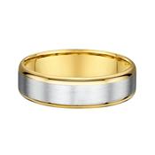 5mm Two Tone Gents Satin &amp; Polished Comfort Fit Wedding Band In 9ct Gold - S