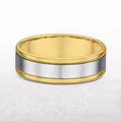 5mm Two Tone Gents Satin &amp; Polished Wedding Band In 18ct Gold - R