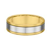 5mm Two Tone Gents Satin &amp; Polished Wedding Band In 18ct Gold - W