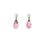 8.50ct Pink Tourmaline &amp; 0.32ct Natural Diamond Earrings in 18ct White Gold