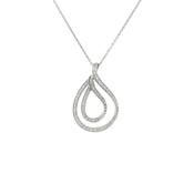 18ct White Gold Pavé Natural Diamond Double Teardrop Pendant image