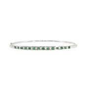 18ct White Gold Emerald and Natural Diamond Princess Cut Bangle image