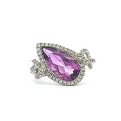 2.85ct Pear Amethyst &amp; Natural Diamond Halo Ring in 18ct White Gold image