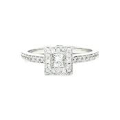 0.49ct Princess Cut Cluster Halo Natural Diamond Ring set in 18ct White Gold image