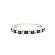 0.43ct Sapphire &amp; 0.38ct Natural Diamond Princess Cut Eternity Ring in 18ct White Gold image