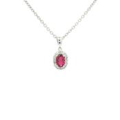 0.52ct Oval Ruby &amp; 0.15ct Natural Diamond Halo Pendant in 18ct White Gold image