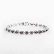 6.34ct Oval Ruby &amp; 1.22ct Natural Diamond Halo Cluster Bracelet in 18ct White Gold image