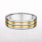 6.4mm Two Tone 5 Row Gents Wedding Band In 18ct Gold - T image