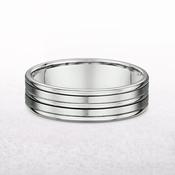 6mm 5 Row Satin &amp; Polished Gents Fancy Wedding Band In 18ct White Gold - S image