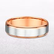 6mm Gents Satin Brushed White Gold Centre &amp; Rose Gold Polished Edge Wedding Band In 9ct Gold - S image