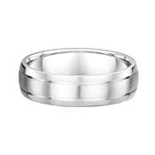 6mm Gents Satin Centre &amp; Polished Edge Wedding In 9ct White Gold - S image