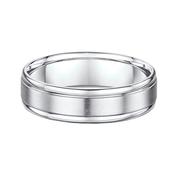 6mm Gents Satin Centre &amp; Polished Rounded Edged Wedding Band In 9ct White Gold - Q image