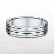 6mm Gents Satin &amp; Polished 5 Row Fancy Wedding Band In 18ct White Gold - T image