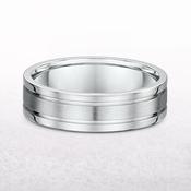 6mm Satin Centre &amp; Polished Edge Gents Fancy Wedding Band In 9ct White Gold - Q