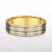 6mm Two Tone 5 Row Gents Satin &amp; Polished Wedding Band In 9ct Gold - T