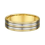 6mm Two Tone 5 Row Gents Satin &amp; Polished Wedding Band In 9ct Gold - T image