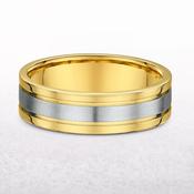 6mm Two Tone Gents White Gold Centre &amp; Yellow Gold Edge Wedding Band In 18ct Gold - R