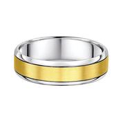 6mm Two Tone Satin Centre &amp; Polished Edge Gents Wedding Band In 9ct Gold - R image