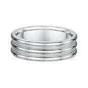 7mm Polished &amp; Textured Detail Gents Fancy Wedding Band In 9ct White Gold - V