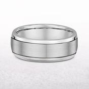 7mm Satin Centre &amp; Polished Edge Gents Wedding Band In 18ct White Gold - S image
