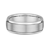 7mm Satin Centre &amp; Polished Edge Gents Wedding Band In 18ct White Gold - S image