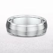 7mm Satin &amp; Polished Gents Wedding Band In 9ct White Gold - U image