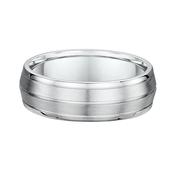 7mm Satin &amp; Polished Gents Wedding Band In 9ct White Gold - U image
