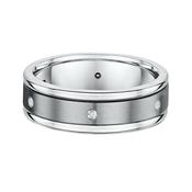 7mm Titanium &amp; Diamond Satin Brushed Centre and Polished Edge Gents Band - R image