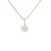 0.75ct Natural Diamond 8mm Invisible Set Round Pendant in 18ct White Gold image