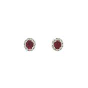 18ct White Gold Ruby and Natural Diamond Halo Stud Earrings image