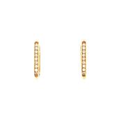 Cubic Zirconia Small Rectangle Huggie Hoop Earrings in 9ct Yellow Gold image