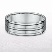 8mm Gents Satin &amp; Polished 5 Row Fancy Wedding Band In 18ct White Gold - S image
