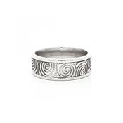 8mm Newgrange Spiral Design Gents Wedding Band In 9ct White Gold - U image