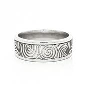 8mm Newgrange Spiral Design Gents Wedding Band In 9ct White Gold - U image