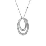9ct White Gold .38ct Double Diamond Set Oval Pendant image