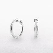 9ct White Gold Diamond Set Twisted Hoop Earrings
