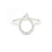 9ct White Gold Natural Diamond Pear Shape Dress Ring image