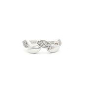 9ct White Gold Natural Diamond Set Leaf Design Dress Ring - K image