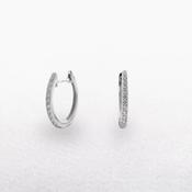 9ct White Gold Oval Diamond Set Hoop Earrings