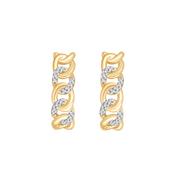 9ct Yellow Gold .09ct Diamond Cuban Link Hoop Earrings image