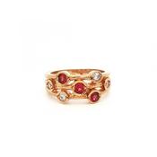 9ct Yellow Gold Garnet and Cubic Zirconia Random Set Dress Ring image