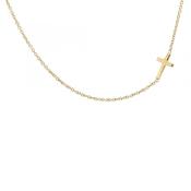 9ct Yellow Gold Ladies Horizontal Cross Necklet