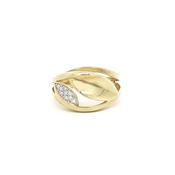 9ct Yellow Gold Natural Diamond Set Leaf Design Dress Ring - J image