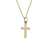 9ct Yellow Gold Plain Small Cross &amp; Chain