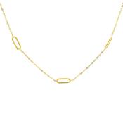 9ct Yellow Gold Three Oval Paper Link Style Necklet On 18-16'' Chain image