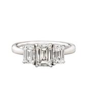 C1.02ct S1.02ct D vs2  Emerald Cut Natural Diamond Three Stone Ring Set In 18ct White Gold image